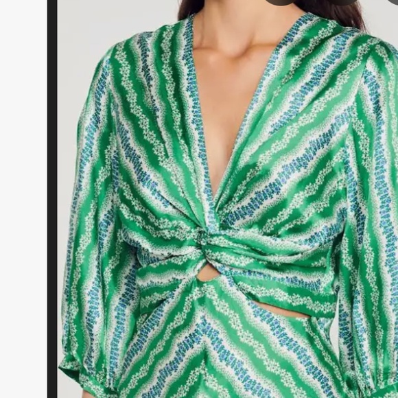 Sandro Agnetta Maxi Dress Cut Out Details 3/4 Sleeve Green Viscose Bias Cut - Picture 6 of 16